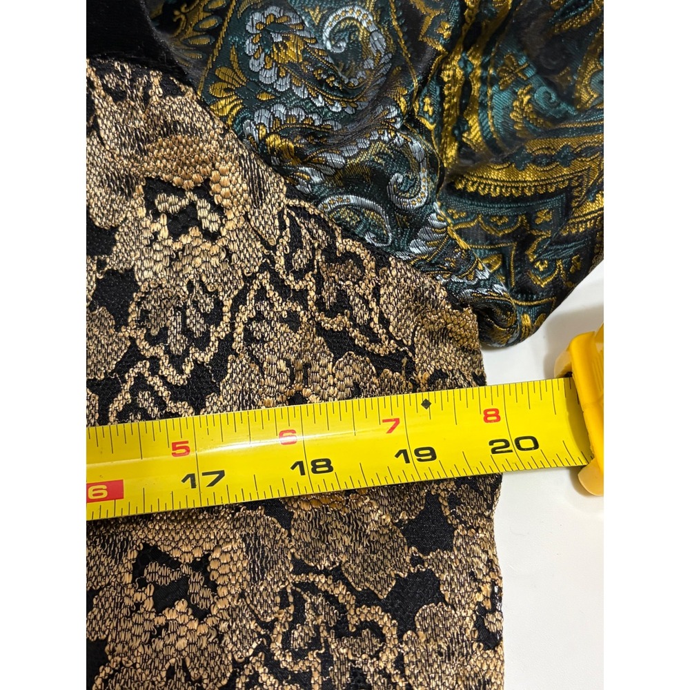 Coldwater Creek Paisley Blazer PM Boho Velvet Lace Teal Gold Romantic Jacket VTG - Picture 8 of 9